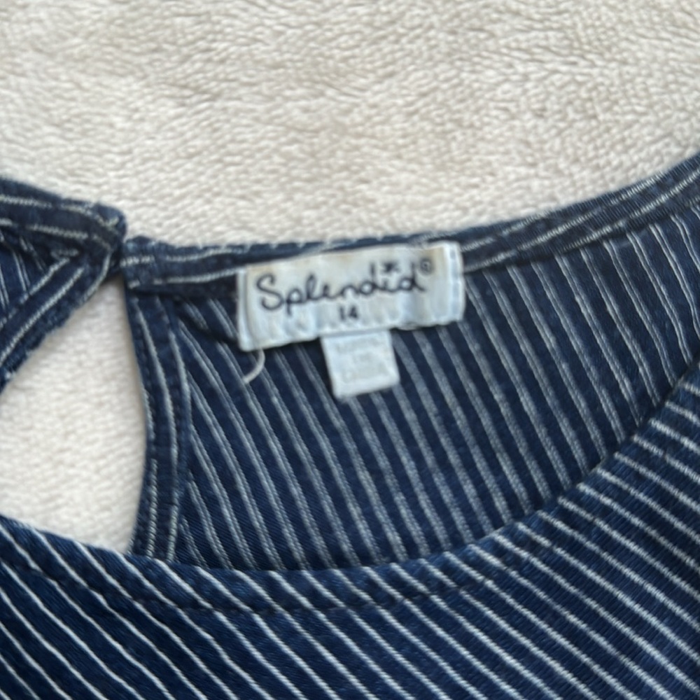 Splendid Girls Blue striped tank top -size 14 - Picture 3 of 5